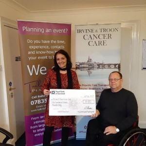 Thank you to Reita Paterson and her colleagues from Tailored Event Planning for their recent donation of £121. Pictured below is our treasurer Gordon Rainey receiving the cheque from Rita and her colleague. Reita Paterson